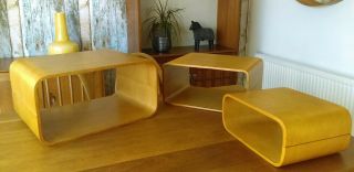 Vintage Mid Century Modern Modular Bent Plywood Nest Tables / Display Units 4
