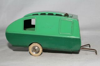 1930 ' s Triang Minic Caravan Camper Trailer,  2 Tone Green, 4