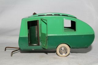 1930 ' s Triang Minic Caravan Camper Trailer,  2 Tone Green, 8