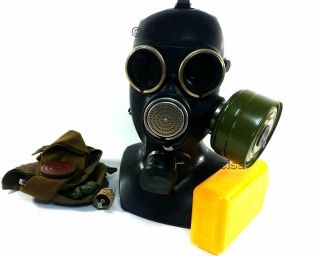 Soviet russian army gas mask GP - 7V.  Black.  Russian military black mask 3