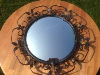 Vintage wrought iron convex mirror 2