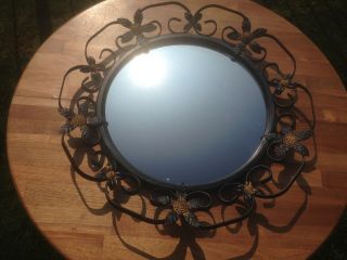 Vintage wrought iron convex mirror 3