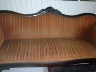 Empire Sofa With Carved Mahogany Frame (circa 1880)