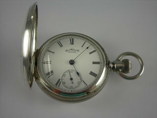 Antique 18s Waltham Coin Silver Hunter Case Pocket Watch.  Runs 1888