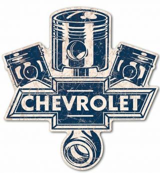 Chevrolet Metal Sign Die Cut Large Piston Logo 24.  5 X 23.  5 "