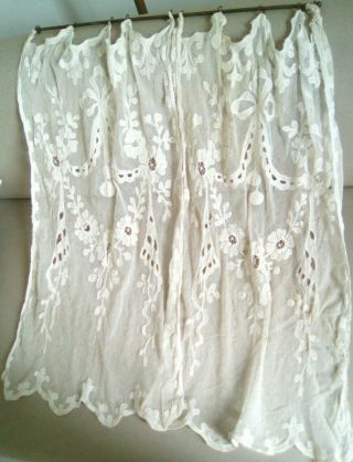 French Antique Normandy Lace Curtain Panels