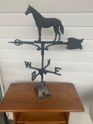 Vintage 1950s Cast Aluminum Horse Weathervane W/ Cardinal (directional)