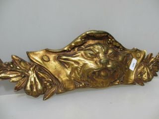 Antique Brass Furniture Ormolu Finial Top Mount Oriental Asian Tiger Lion Head 4