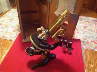 Antique Ernst Leitz Wetzlar Microscope W/case