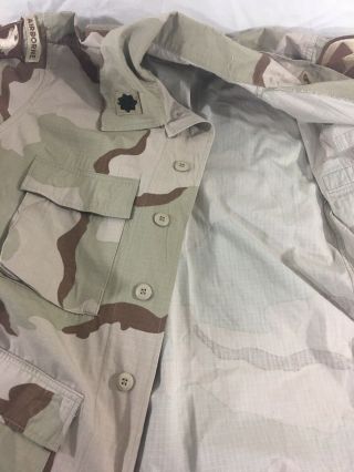 US Army Desert Camo Shirt w/ patches,  RARE USA flag beneath unit patch,  MED - REG 5