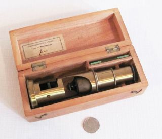 Antique French Brass Portable Field Drum Microscope In Wood Box