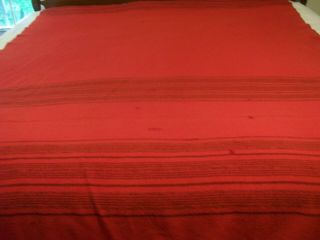 Antique Pure Wool Blanket - - Dark Red 68 " W X 152 " Long - Unmarked