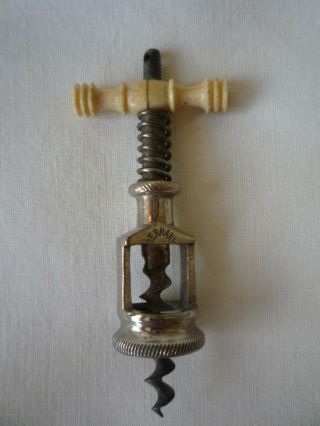Antique Miniature 2 " Medicine Bottle Corkscrew Pendant Germany 1890s - 1910 Silver