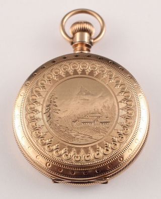 1887 Antique American Waltham 14kt Gold Pocket Watch Hunter Case