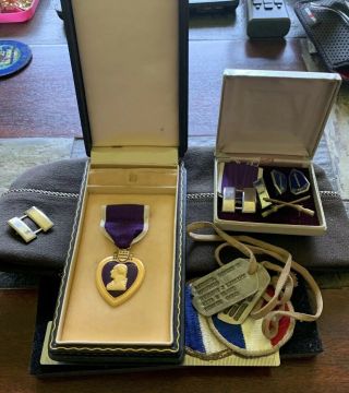 Wwii Army Officer Purple Heart Engraved Kia 1944 Battle Of Bulge Documented More
