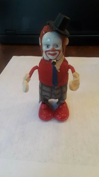 Vintage Schuco Tin Wind - Up Clown Toy With Key,  Made In Germany