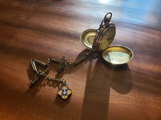 1889 American Watch Co.  Pocket Watch Masonic Fob Wm.  Ellery