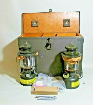 Vintage Us Military 1988 Coleman Type Smp Gas Field Lantern In Case