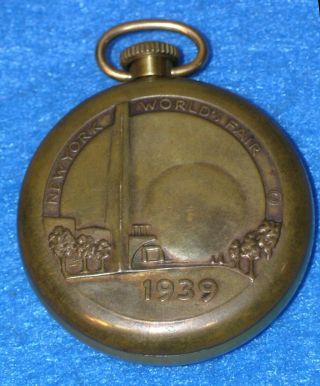 Rare 1939 York World’s Fair Trylon & Perisphere Pocket Watch Haven Runs