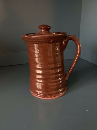 Old Sturbridge Village Pottery Small Pitcher With Lid Early American Red Ware