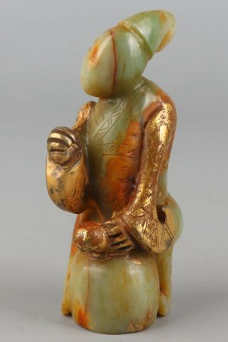Chinese Exquisite Hand - carving the ancients Carving Hetian jade statue 5
