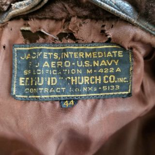 WWII USN M - 422A JACKET by EDMUND AND CHURCH CO,  INC,  SZ 44,  ATTRIBUTED 5