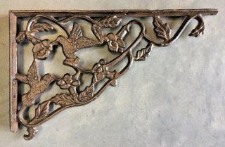 Set Of 6 Large Hummingbird Shelf Bracket Brace Rustic Antique Brown Iron