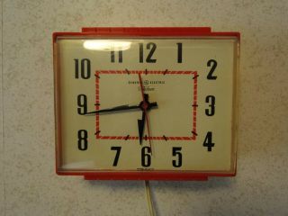 Vintage General Electric Telechron Red Bakelite Wall Clock -