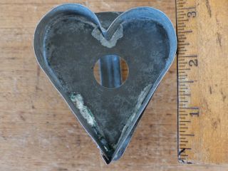 EARLY Antique Vintage PA Dark TIN Heart VALENTINE Cookie Cutter FOLK ART 2 3