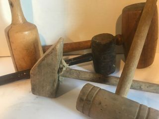 Old Antique Vintage Primitive Wood Wooden Pestle Mallet Hammer Masher Tool