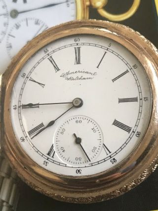 ANTIQUE WALTHAM GOLD FILLED POCKET WATCH 17J Double Hunter SERVICED 2