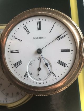 ANTIQUE WALTHAM GOLD FILLED POCKET WATCH Double Hunter Minty 2