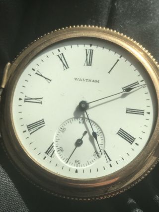 ANTIQUE WALTHAM GOLD FILLED POCKET WATCH Double Hunter Minty 3