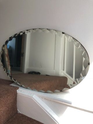 Large Oval 1950s Bevelled Edge Mirror 26”