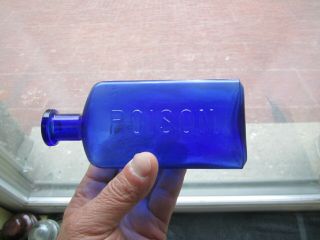 Fort Site Bottle - The Owl Drug Co.  Poison.  Cobalt Blue (fort Maginnis,  Montana)