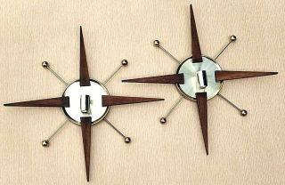 Vintage Mid - Century Modern Candle Wall Sconces Goes well w Starburst Clocks 4