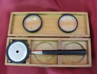 19C.  ANTIQUE MEDICAL OPHTHALMOSCOPE SET w/WOODEN BOX 4