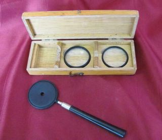 19C.  ANTIQUE MEDICAL OPHTHALMOSCOPE SET w/WOODEN BOX 5