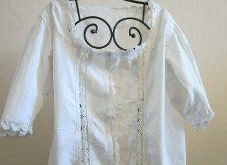 C.  1910 Antique French White Cotton & Lace Top/blouse