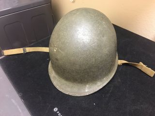 Early Ww2 U.  S.  Army M1 Fixed Bale Helmet (700a) With Inland 16 Liner