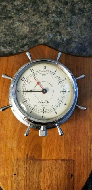 Vintage Airguide 7 Jewels 8 Day Ship ' s Wheel Clock Retirement Recognition 1968 2