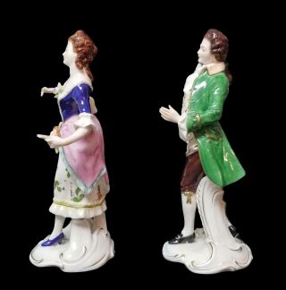 Rudolf Kämmer of Volkstedt Dresden Figurines Man Lady Courting / Dancing 2
