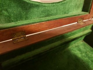 Antique Inlaid Wood Jewelry Box w/ Mirror & Key 3