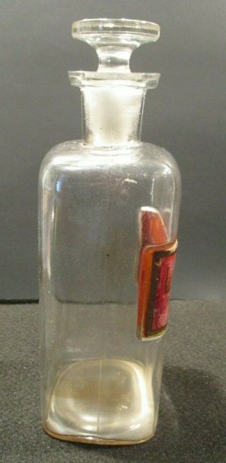 1890 8 In LABEL UNDER GLASS TR.  ACONITI APOTHECARY DRUGSTORE BOTTLE & STOPPER 5