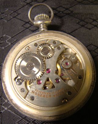 Vintage Monarch De Luxe Sterling Silver 925 17 Jewel Pocket Watch 6