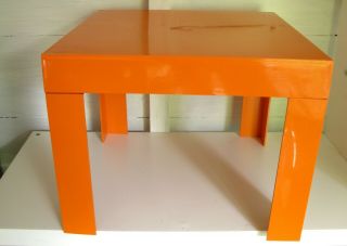 Vintage 1970s Parsons Coffee End Table Small Orange Plastic
