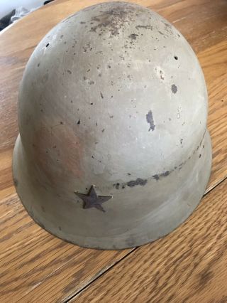 WW2 Japanese Type 90 Combat Helmet,  Liner Dated 1942,  Size Small,  Good Cond 2