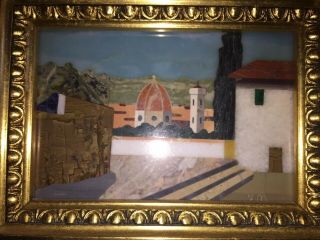 Italian Signed Pietra Dura Mosaic View Of Florence Duomo Landscape Art Italy