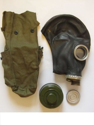 Size 3 Soviet Military Gas Mask Gp5 Black Soviet Vintage Ussr Full Set Nos