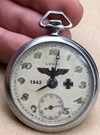Ww2 Wwii German Lanco Military Panzer Division Officers Award Pocket Watch 1942